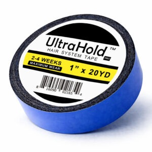 Ultra Hold Pro Black Tape (Blue Labeling) 1″ x 25 Yard | Waterproof Double-Sided Hair Patch & Wig Adhesive Tape | Strong Hold Hair System Tape